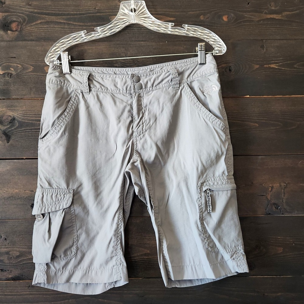 The North Face Cargo Shorts Women's 6 W30" Gray Ripstop Outdoor Hiking 10.5"‎